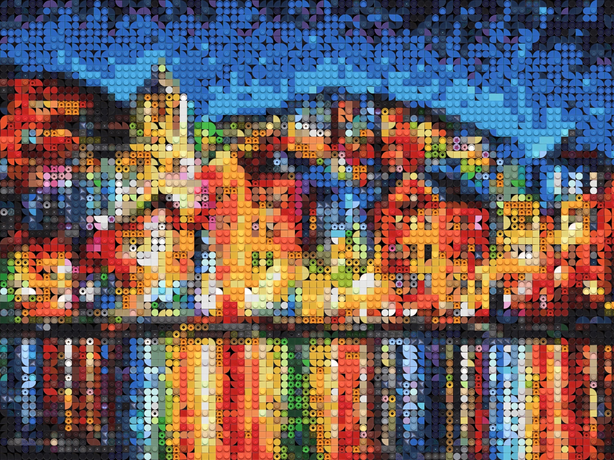 Colorful LEGO city mosaic